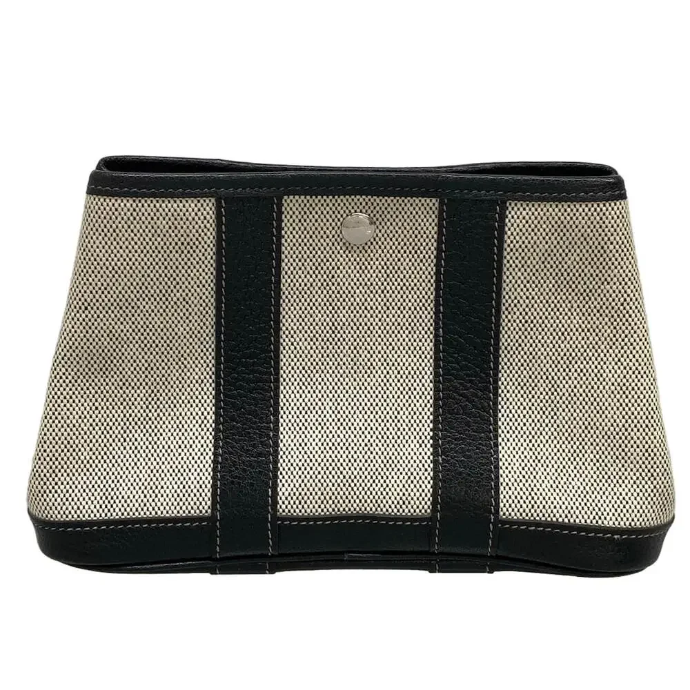 Hermès Garden Party Pouch Cream Black Toile H Leather